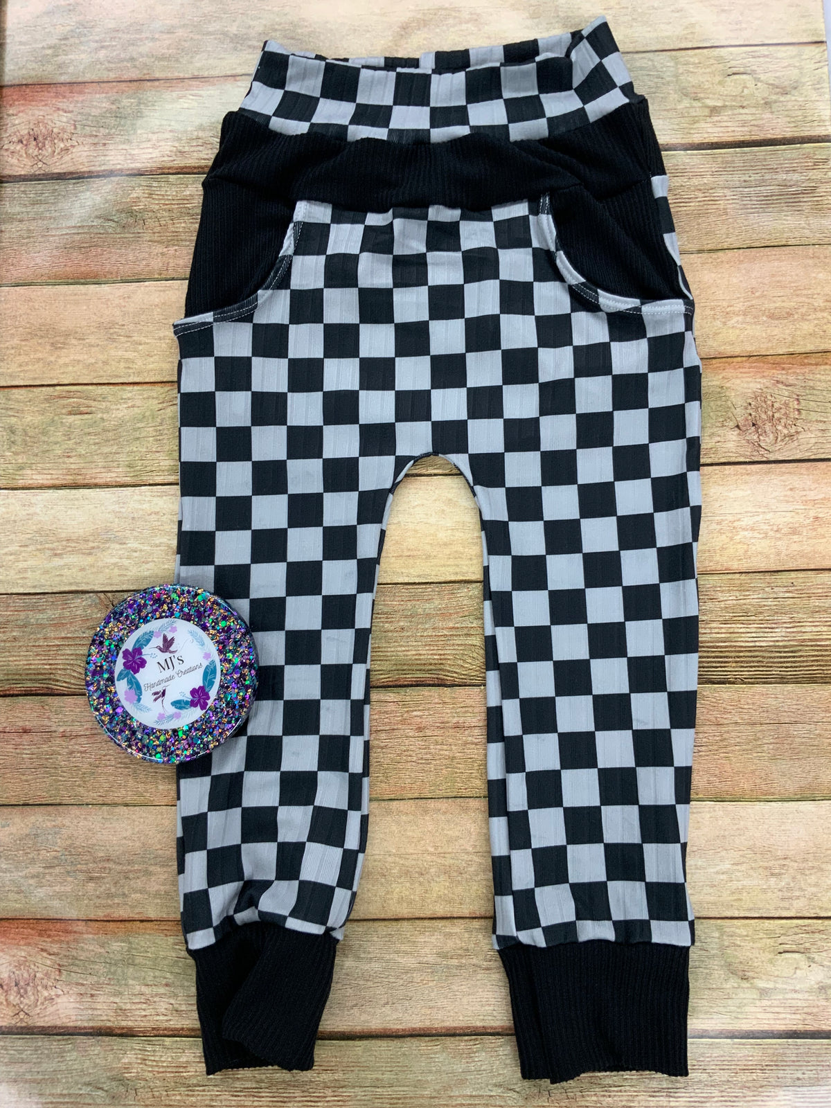 4T Black & Gray Checkered Joggers