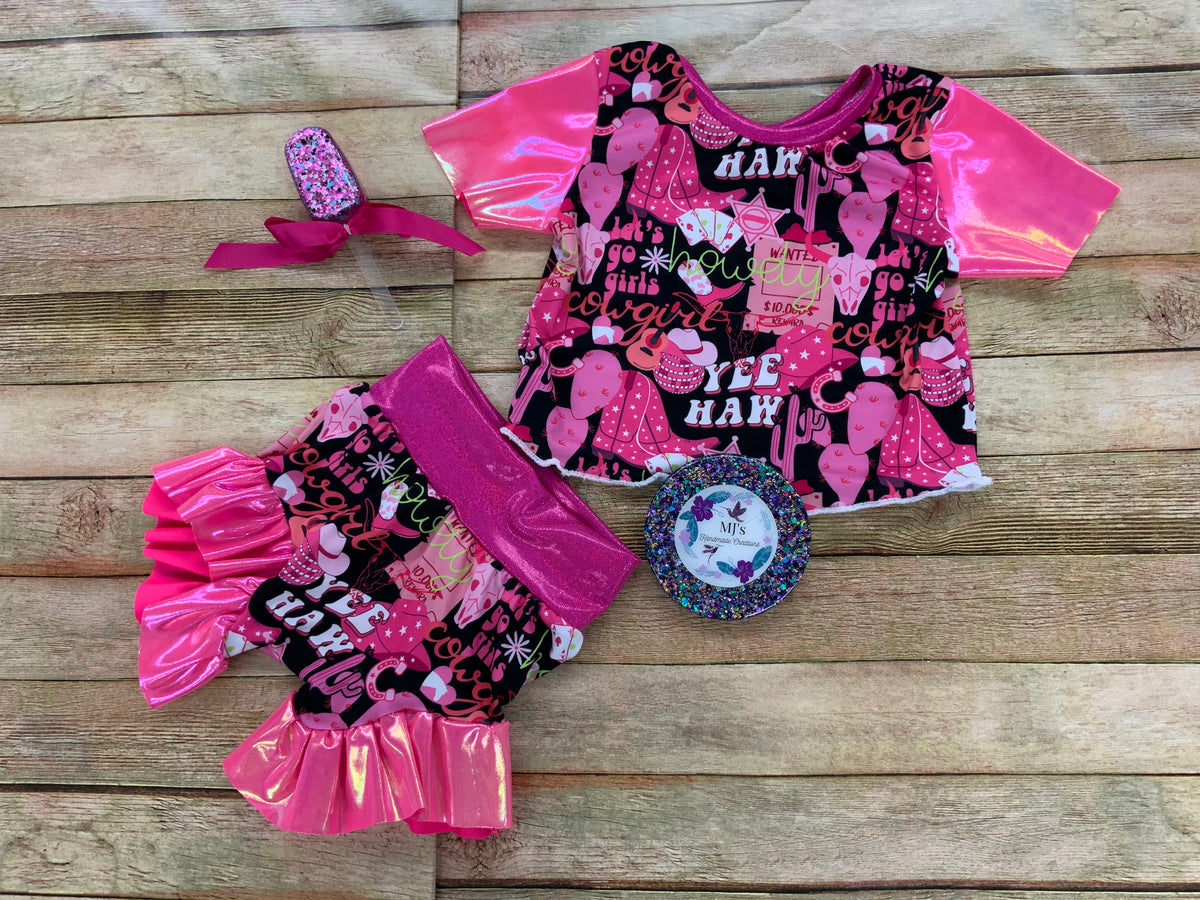 18-24 Months Yee Haw & Pink Boxy Tee & Ruffle Bummies